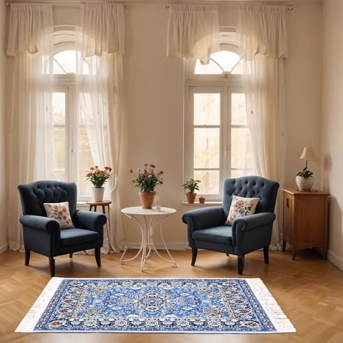 Kifmurase Dollhouse Rug 2Pcs, Miniature Accessories 1:12 Blue, Yellow