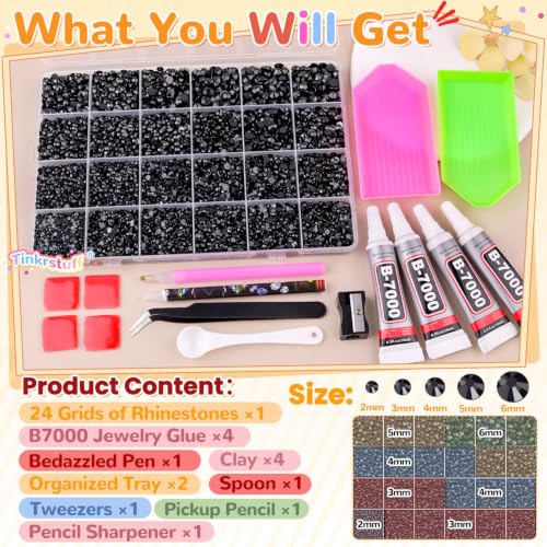 TINKRSTUFF 36000Pcs Black Rhinestones Bedazzling Kit - color: Black, size: Large Pack with Glue