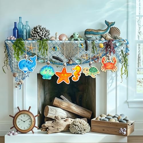 80PCS Unfinished Ornament Wood Crafts, Painting Blank Wooden Cutouts - color: Sea
