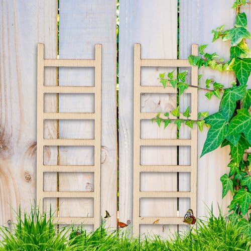 20 Pcs Mini Garden Ladder - 2.36'' x 0.78'' Wooden Miniature Ladder Accessories for Landscape Dollhouse Decor - size: Small