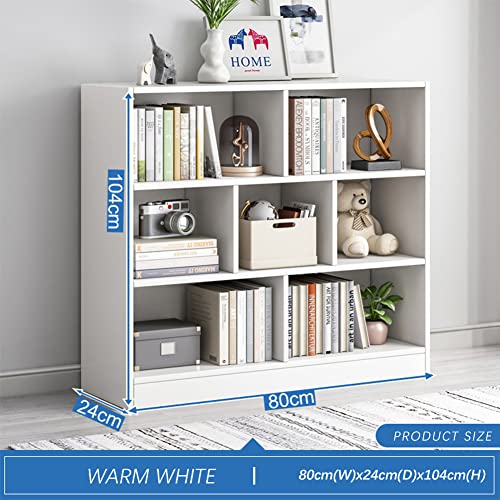 IOTXY Open Shelf Low Bookcase - Wooden 3-Tier Cube Bookshelf, Warm White - color: Warm White, size: 80CM Base
