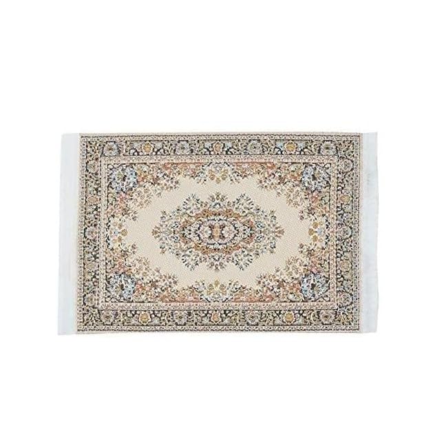 Dollhouse Miniature Woven Rug,1/12 Scale Woven Rug Floor Carpet Dolls House Miniatures Toys for Dollhouse 10 * 15cm Silk Coverings Gifts Floor