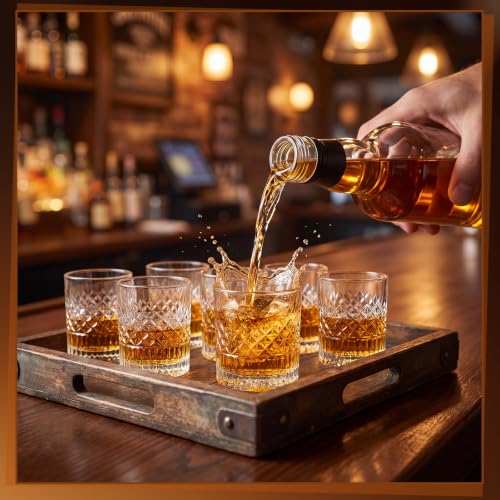 Meanplan 24 Pcs Mini Whiskey Tasting Set - 3.4oz Heavy Base Crystal Rocks Glasses - Vintage Engraved Small Bourbon & Whiskey Tasters for Bar, Parties, and Flight Samplings (Diamond Cut) - style: Diamond Cut