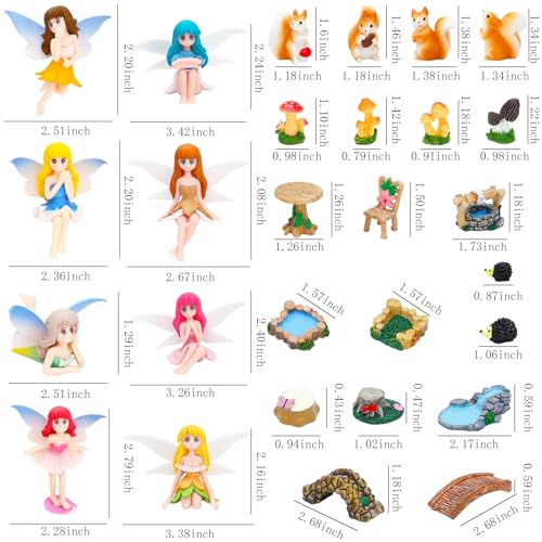 ONEST 29 Pieces Miniature Fairy Garden Accessories Small Fairy Figurines Hand Painted Fairies Figures for Car Decor Garden Flower Pot Birthday Cake Topper - style: Fairy Garden