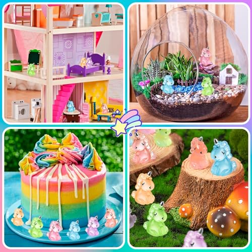 HFAYDZSW 60Pcs Luminous Mini Resin Unicorn Figurines