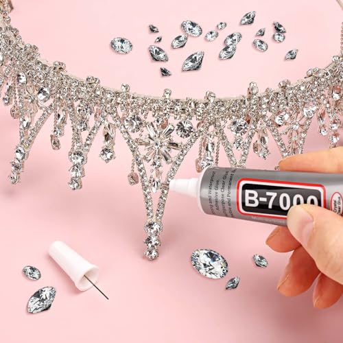 cridoz B7000 Jewelry Glue for Rhinestones,10Pack Flexible Super Glue Gel with Precision Tip Multi Function Clear Gem Glue Fabric Adhesive for Cloth Metal Stone Bead Jewelry Making Wood Glass - size: 10x15ml/0.5 oz