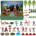 Teyva Daily 48 Pcs Native American Figurines Diorama Box Kit - color: Indian