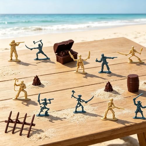 ONEST 32 Pieces Pirate Action Figures Playset Pirate Party Favors Table Decorations - style: 32 Pieces