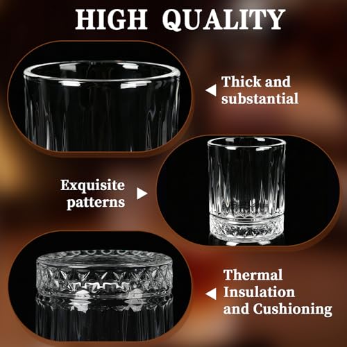 Meanplan 24 Pcs Mini Whiskey Tasting Set - 3.4oz Heavy Base Crystal Rocks Glasses - Vintage Engraved Small Bourbon & Whiskey Tasters for Bar, Parties, and Flight Samplings(Sparkle) - style: Sparkle