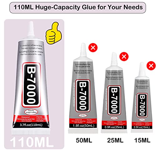 3.7oz B7000 Rhinestone Clear Glue for Jewelry Making, 110 ml Multipurpose Adhesive Jewlery Glue for Fabric, Tumblers, Rhinestones DIY Crafts, Nail Art, Makeup, Shoes, Cell Phones, Tablet, Wood - color: 1 PCS × 110ml Each