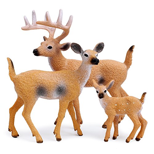 RESTCLOUD Deer Figurines Cake Toppers, Deer Toys Figure, Small Woodland Animals Set of 9 - style: Pack of 9