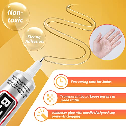 B7000 Clear Adhesive with Precision Tips, 5 PCS B-7000 Jewelry Bead Glue for Diamond Rhinestone Applicator Tools Set - Strength Adhesive for Nail Art DIY Crafts Clothes Shoes Bags - color: 5x15 ML/ 0.5 oz
