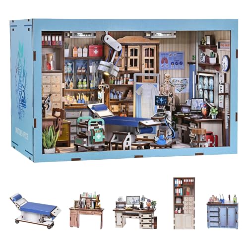 fifijoy Book Nook Kit - DIY Miniature House Doctors Clinic Dollhouse Kit for Adults, Book Nook Tiny House Bookshelf Decor Creative 3D Wooden Puzzle, Gifts for Family, Friends (Doctor's Office) - color: Doctor's Office