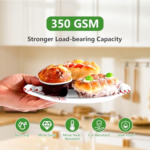 100 Pcs Baseball Party Decorations Sport Themed Plates Serves 50 - style: Baseball Plates