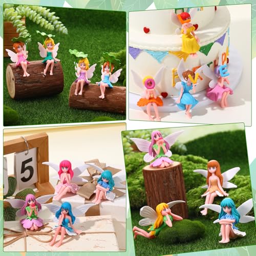 16 Pcs Miniature Fairy Figurines, Small Flower Fairies Lotus Leaf - size: 3.42*2.24 inch