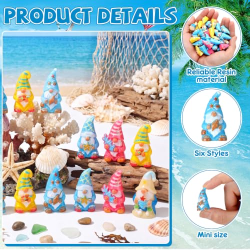 Yaomiao 60 Pcs Mini Summer Ocean Gnomes Figurines Bulk Resin Gnomes Statues - style: Summer Ocean