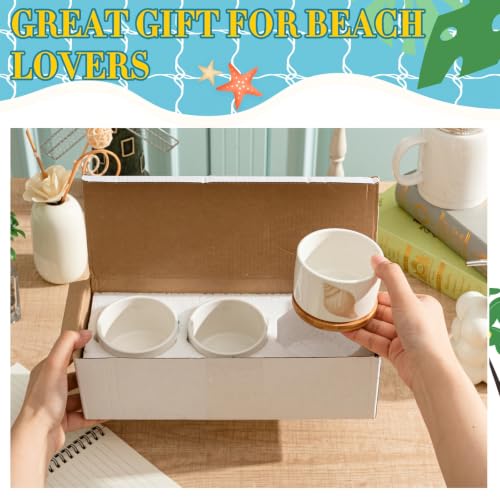 Jingmore 3 Pcs Ocean Theme Succulent Planter, Ceramic Gift for Women - style: Ocean