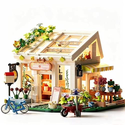Chodia Flower House Building Block Set, Botanical Garden Greenhouse Toys Kits with LED Light Birthday Decoration for Adults, Women, Teens, Old Kids Girls 6+, 8-12, 8-14 (832 PCS)