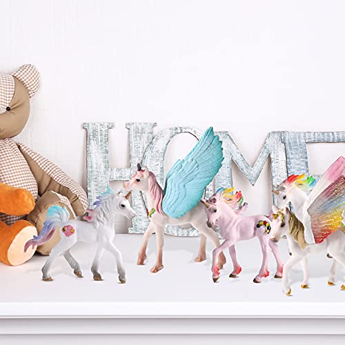 Jetec 8 Pcs Unicorn Toy Cake Toppers Flying Horse Figurines Party