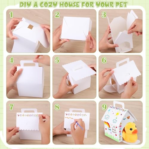 31 Pieces Adopt Farm Animal Party Favors 12 Mini Plush Pet Farm Animals with Keychain Include Adopt a Puppy Sign DIY White House, Paint Brushes Stickers for Birthday DIY Craft Party Gifts