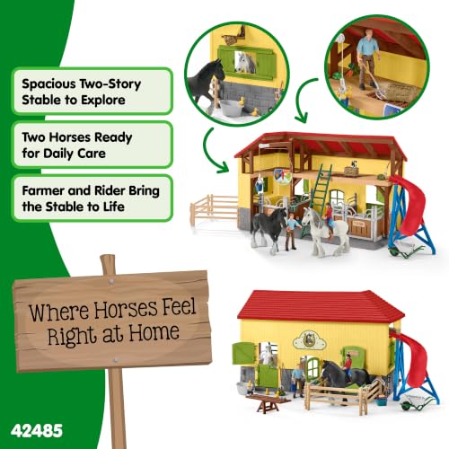 Schleich Farm World - 82Pc Horse Stable Playset - Kids Ages 3+ | 42485