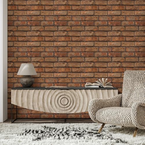 COMSTICKC 3D Peel and Stick Faux Brick Wall Panels for Quick DIY Wall Decor - color: Reddish brown -1