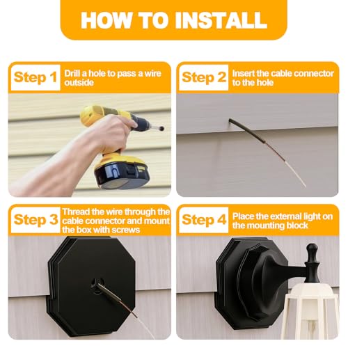 Vinyl Siding Mounting Blocks Fits 1/2 in Lap, 4-10 in Siding, Black 2 Pack - color: Octagon Black No-Box, size: 2 pack