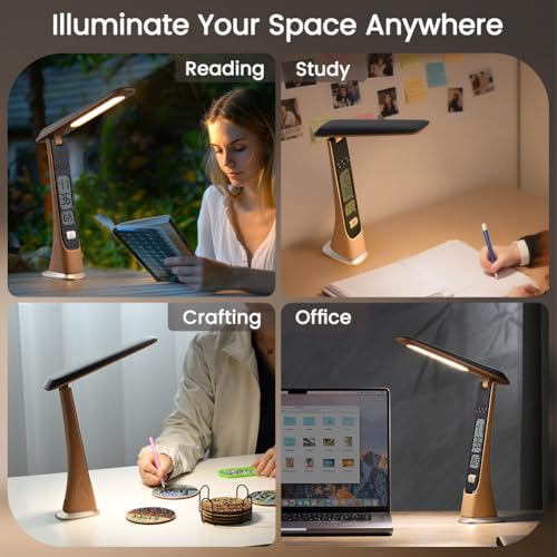 WILIT Rechargeable Lamps Cordless Table Lamp, Foldable Portable Desk Lamp - LED Battery Operated Lights with Stepless Brightness&Time Display for Office Lamp, Book Lights, College Dorm Essentials - style: Classic