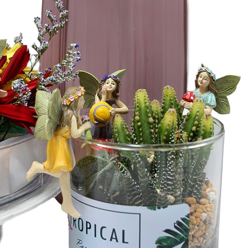 CUIWEI 5 Pcs Mini Garden Figurine Set Miniatures Fairies Statues Without a Stick for Outdoor Lawn Yard Home Decor Lovely Resin Fairy Flower Pot Angel Accessories - style: Garden