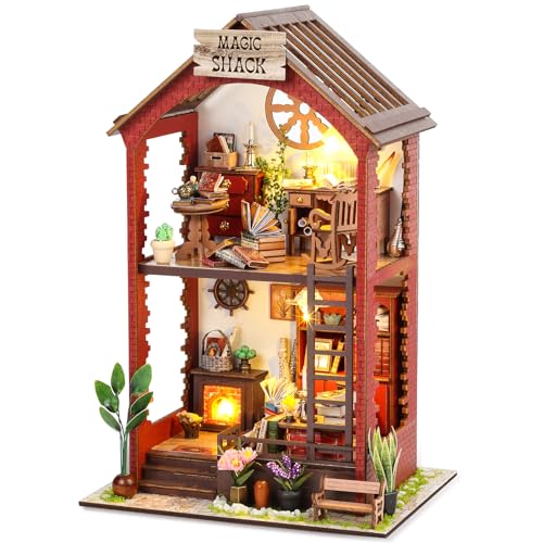 RONSTONE Book Nook Kit for Adults, Martin’s Bookstore DIY Miniature House Kit with LED Light, Wooden 3D Puzzle Bookshelf Insert Decor, Craft Gift for Teens and Book Lovers