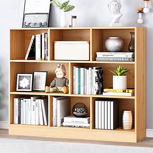 IOTXY Open Shelf Low Bookcase - Wooden 3-Tier Cube Bookshelf, Pear Yellow - color: Pear Yellow, size: 100CM Base