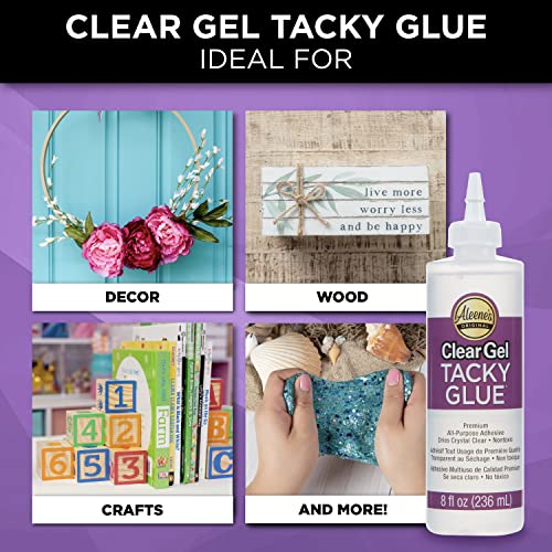 Aleene's Clear Gel Tacky Glue for Crafts, Nontoxic, Applies and Dries Clear, 8 fl oz (Pack of 2) - size: 8 fl oz (Pack of 2)