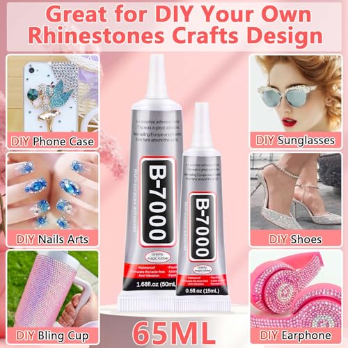 Shynek 2Pcs B7000 Rhinestones Jewelry Glue Clear Adhesive Elastic Bracelet Glue with Precision Tip for Fabric Face Gem Crafts Jewelry Making Clothes Elastic String Metal Stone Wood Glass - color: B