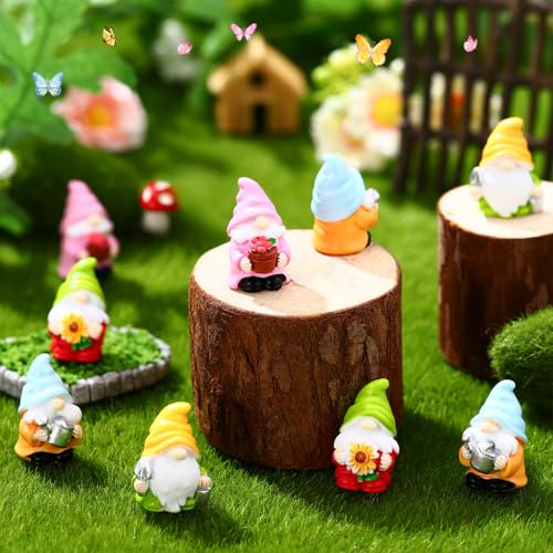 Wonderjune 40 Pcs Mini Gnomes Tiny Figures Miniature Gnomes Figurines Bulk