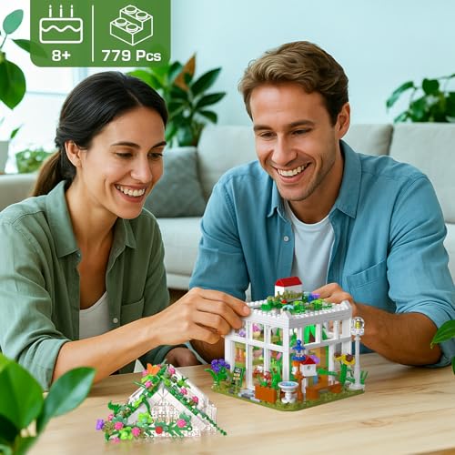 Flowers House Building Set with LED Light, for Adults Teens Girls Ages 8+