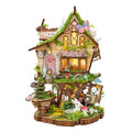 3D Wooden Puzzle Tree House Miniature House Kit with LED Lights - color: Rowan's Treehouser