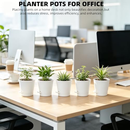 12 Pack 4 Inch African Violet Pots Self Watering, Self-Watering Planters with Drainage Holes & Reservoir, White Plastic Pots for Indoor Outdoor Plants, Succulents & Flowers - color: White, size: 4 inch 12pcs