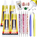 E8000 Super Glue Clear, Upgrade Jewelry B-7000 Glue for Diamond Jewelry Rhinestone Fabric Glue Strength Adhesive for Nail Art DIY Crafts Clothes Shoes Bags with Dotting Pens and Tweezers(4 X 25ML) - color: 4pcs x 25ml Clear glue