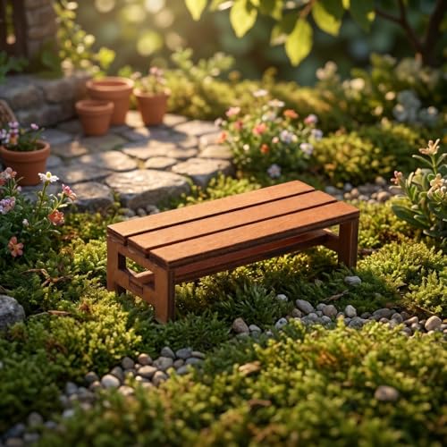 Sewroro 3pcs Miniature Wooden Bench Set - Mini Dollhouse Furniture Chair - Bonsai Landscape Accessory, Photography Stool Prop for Fairy Garden and Micro Scenes