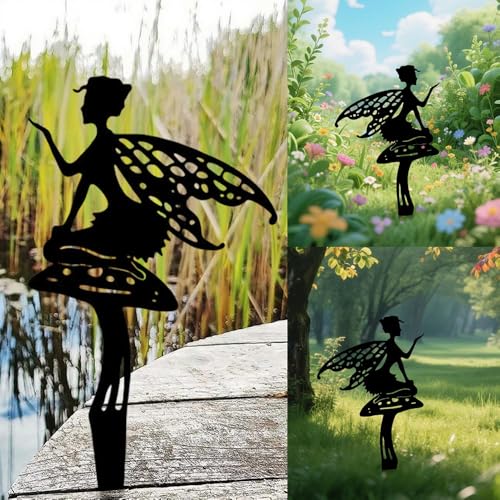 Garden Decoration 3-piece Set, Garden Stakes, Suitable for courtyards, Flower pots, lawns, Flower Bed Decorations, and Gifts - color: A-black04