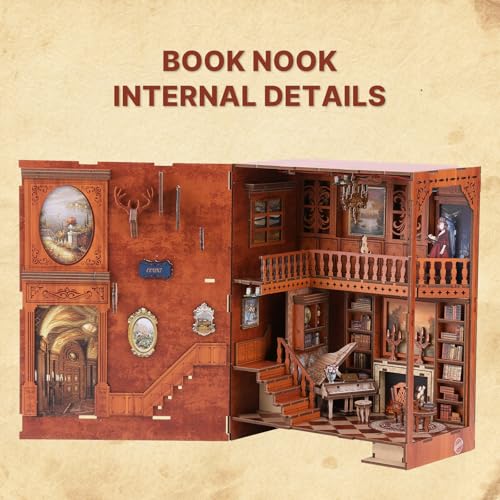 Book Nook kit,DIY Green Building Model Craft Kit with LED Lights,The Miniature Dollhouse Kit Tiny House for Adults Bookshelf.（Green Building） - color: Green Building