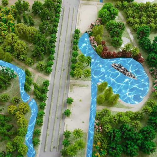 5pcs Artificial Water Effect Sticker Fake Ocean Self Adhesive Ripple Water Sticker for Miniature Train Village Model Diorama Dollhouse Landscape DIY Decoration