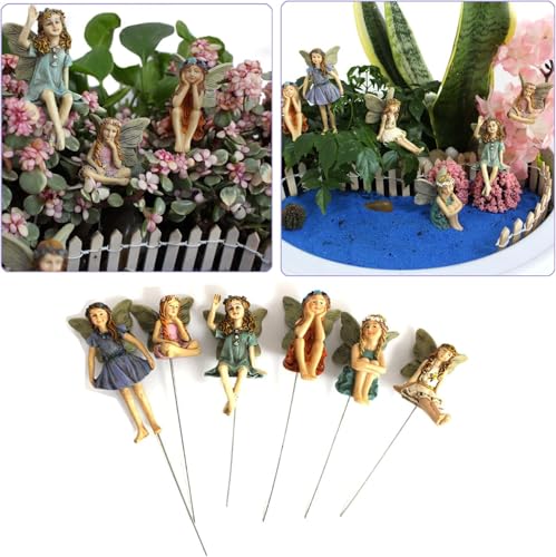 CUIWEI 6 Pcs Mini Garden Figurines Miniatures Fairies Decor for Fairy Outdoor Lawn Yard Home Decoration Indoor Lovely Vintage Resin Fairy Accessories - style: Art Deco