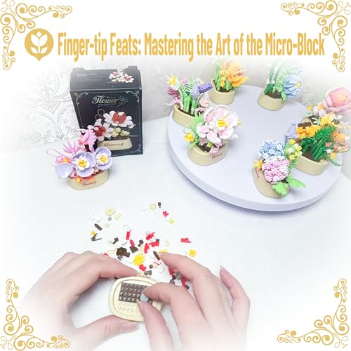 Elegant Dahlia Mini Flower Potted Bonsai Building Toy - style: Elegant Dahlia