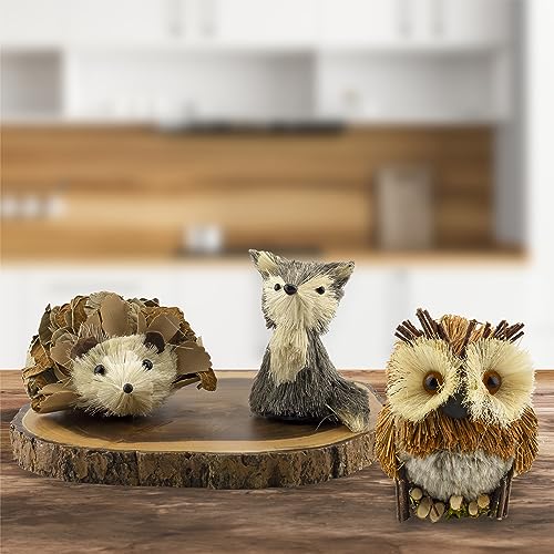 AuldHome Design Woodland Friends Figurines (Set of 3, Fox/Owl/Hedgehog); Forest Animals Decor for Fall, Christmas, Winter and Themed Decor or Parties - size: Fox / Owl / Hedgehog
