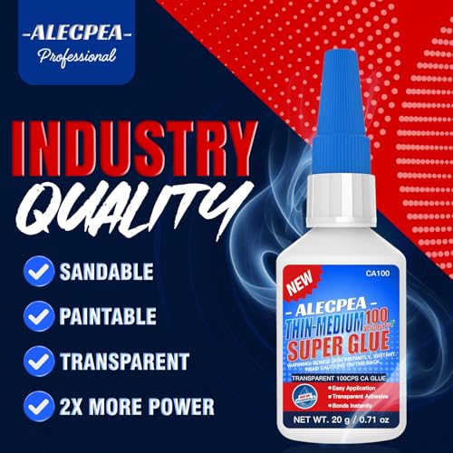 ALECPEA Thin CA Glue 100 CPS - Medium Viscosity Cyanoacrylate, 20g