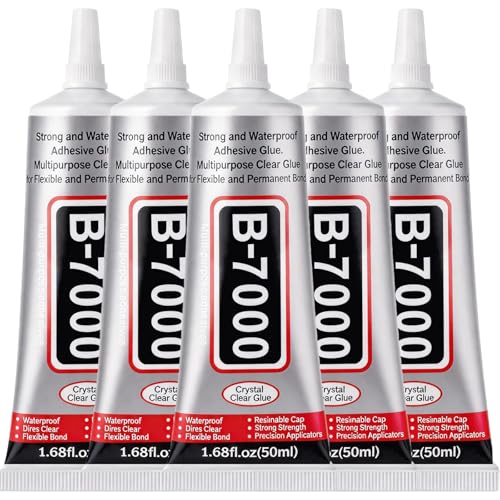 B7000 Glue Clear with Precision Tip for Rhinestones, 5Pcs 50mL/1.68 fl oz - color: 5Pcs, 1.68fl.oz (50mL)