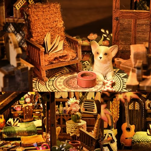 TOYQI Book Nook Kit for Adult, DIY Miniature Dollhouse Kit,Twilight Cottage - color: Twilight Cottage