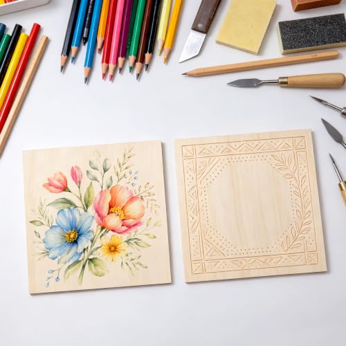 Blisstime 16PCS 6x6 Inch Wood Squares Unfinished Square Wood Pieces for Crafts,Painting, Writing, DIY Supplies, Engraving and Carving, Home Decorations (6x6 Inch 16Pcs) - size: 6x6 Inch 16Pcs