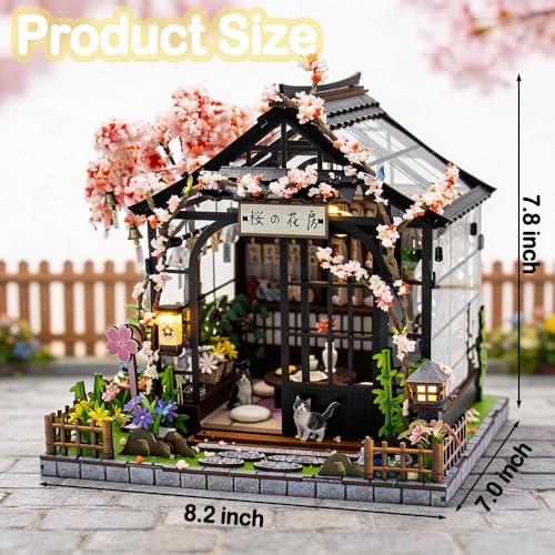 Japanese Sakura Miniature House Kit, DIY Miniature Dollhouse Kits for Adult